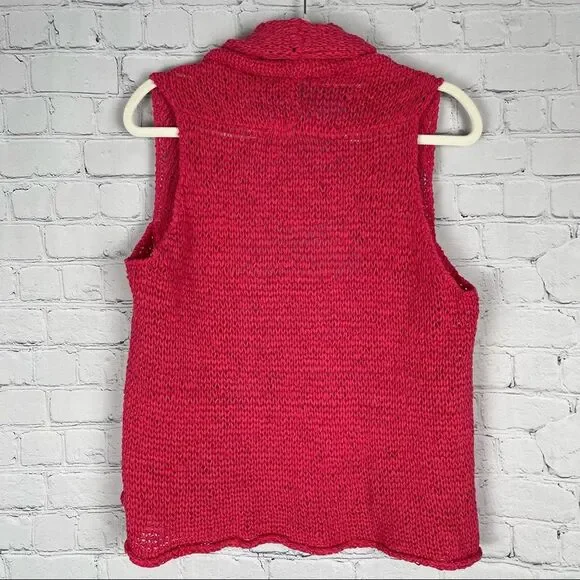 J.JILL Pure Jill coral red knit cotton vest size M - Picture 3 of 12